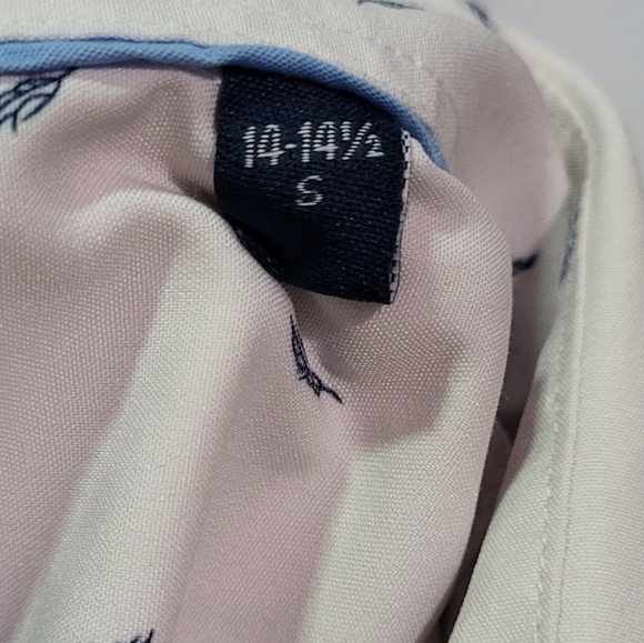 Nautica Men's White Leaf Print Short Sleeve Slim Fit Dress Shirt Small 14/14.5 - Picture 4 of 6